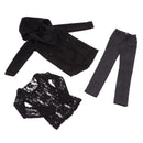 1/3 BJD Black Hooded Jacket Tee Jeans Set for Normal 70cm Uncle Size Doll