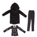1/3 BJD Black Hooded Jacket Tee Jeans Set for Normal 70cm Uncle Size Doll