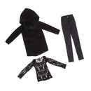1/3 BJD Black Hooded Jacket Tee Jeans Set for Normal 70cm Uncle Size Doll