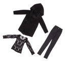 1/3 BJD Black Hooded Jacket Tee Jeans Set for Normal 70cm Uncle Size Doll