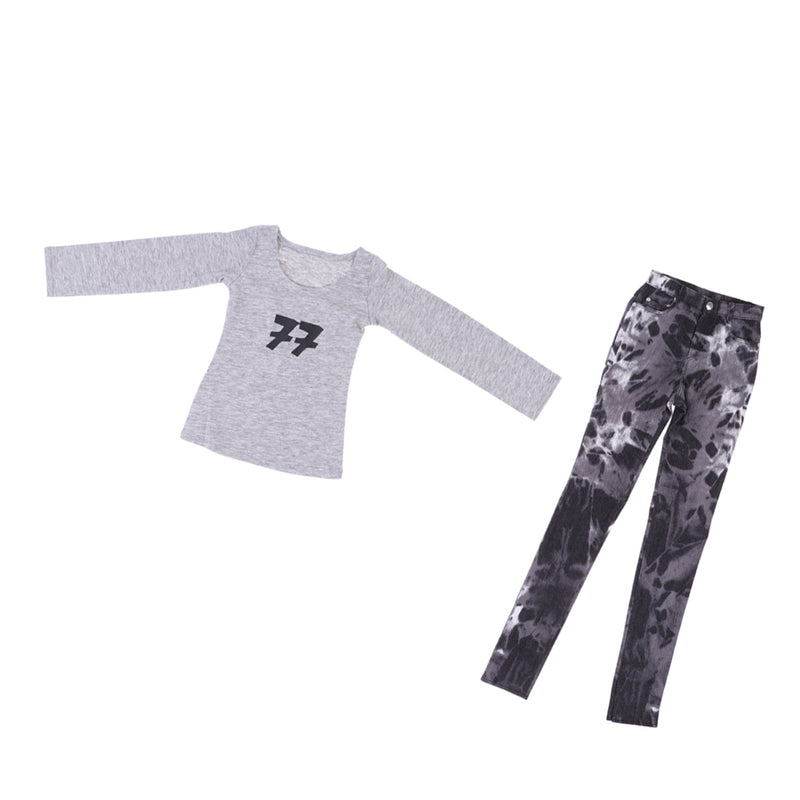 1/3 BJD Gray Tee and Tie-dyed Jeans Set for Normal 70cm Uncle Size Doll