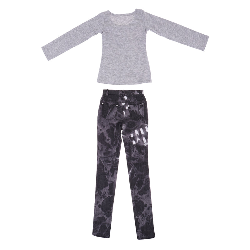 1/3 BJD Gray Tee and Tie-dyed Jeans Set for Normal 70cm Uncle Size Doll
