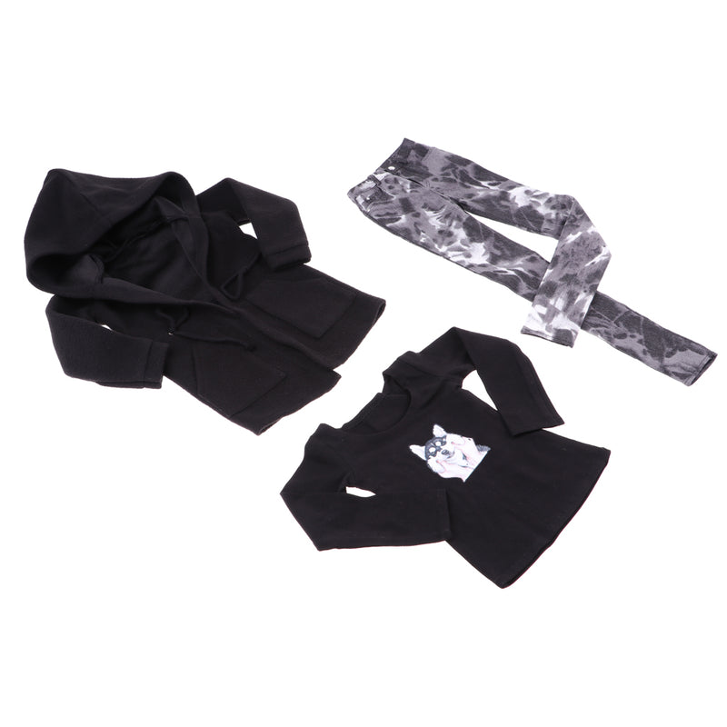 1/3 BJD Black Jacket Tshirt Jeans Set for Normal 70cm Uncle Size Doll Outfit