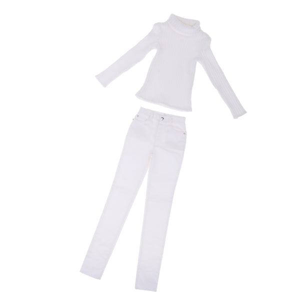 1/3 Male BJD White Turtleneck Sweater Jeans Set for Normal 70cm Uncle Dolls Accessories