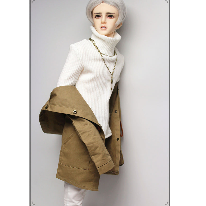 1/3 Male BJD White Turtleneck Sweater Jeans Set for Normal 70cm Uncle Dolls Accessories