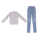 1/3 BJD Gray Long Sleeve Tee Ripped Jeans Set for Normal 70cm Uncle Doll