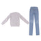 1/3 BJD Gray Long Sleeve Tee Ripped Jeans Set for Normal 70cm Uncle Doll