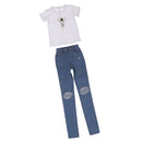 Fashion T-shirt & Ripped Hole Denim Jeans Pants For 70cm Uncle BJD Doll Accs