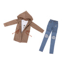 T-shirt & Ripped Hole Jeans Pants Hoodie Jacket For 70cm Uncle BJD Doll Accs