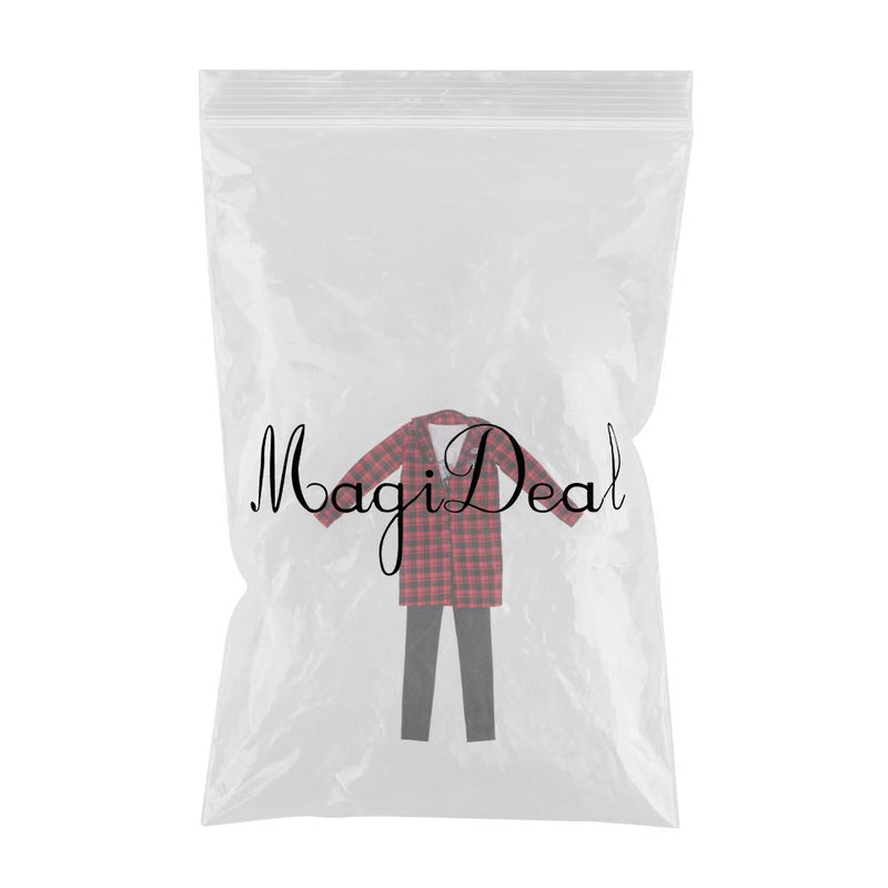1/3 BJD Red Plaid Overcoat Tee Jeans Set for Normal 70cm Uncle Size Doll