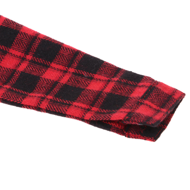 1/3 BJD Red Plaid Overcoat Tee Jeans Set for Normal 70cm Uncle Size Doll