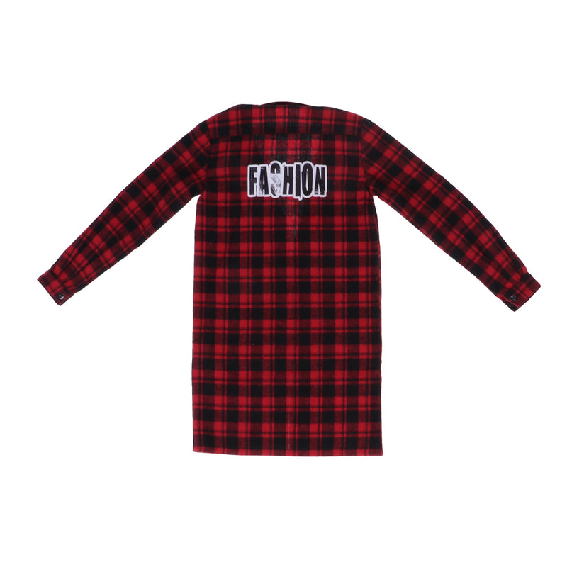 1/3 BJD Red Plaid Overcoat Tee Jeans Set for Normal 70cm Uncle Size Doll