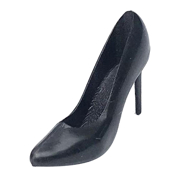 1/12 Scale Miniature Plastic Black High Heel Shoes Furniture for Dolls House Room Woman Figures Accessory Decor