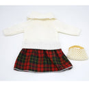 Casual Dolls Winter Dress Accessory Plaid Knit Dress And Pearl Handbag