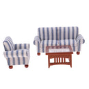 1:12 Scale Blue Couch Sofa Table Furniture Set Dolls House Room Decoration