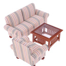 1/12 Dollhouse Miniature Furniture Living Room Couch Sofa Table Set Pink