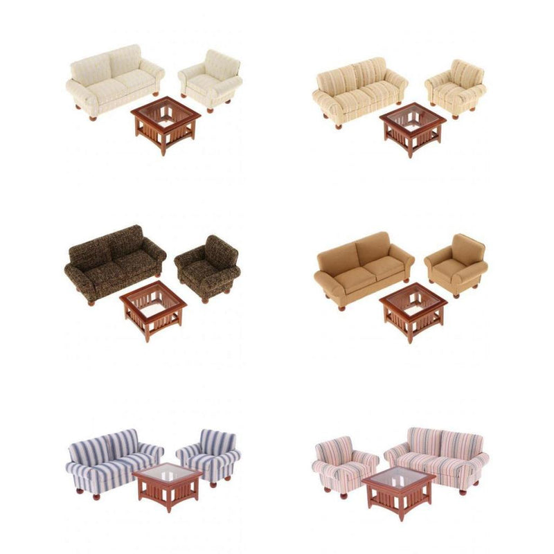 1/12 Dollhouse Miniature Furniture Living Room Couch Sofa Table Set Pink