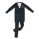 1/3 BJD Green Plaid Overcoat Tee Jeans Set for Normal 70cm Uncle Size Doll