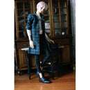 1/3 BJD Green Plaid Overcoat Tee Jeans Set for Normal 70cm Uncle Size Doll
