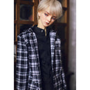 1/3 Male BJD Plaid Long Coat Shirt Jeans 3pcs Set for Normal 70cm Uncle Doll