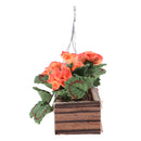 Miniature Hanging Flowers with Wooden Basket Set for 12th Doll House Life Scenes Decoration