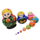 Set of 10PCS Strawberry Printed Wooden Blank Russian Nesting Dolls Babushka Matryoshka Stacking Doll Kids Crafts