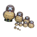Set of 10 Pieces Cute Cartoon Brown Owl Handmade Wooden Russian Nesting Dolls Matryoshka Dolls for Kids Toy
