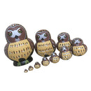 Set of 10 Pieces Cute Cartoon Brown Owl Handmade Wooden Russian Nesting Dolls Matryoshka Dolls for Kids Toy