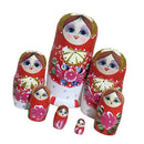 Set of 7 Pieces Wooden Russian Nesting Dolls Printed Red Flower Girl Matryoshka Stacking Nested Wood Dolls