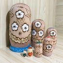 Set of 7 Pieces Wooden Russian Nesting Dolls - Matryoshka Stacking Nested Wood Dolls