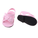 Pink Flower Soft Leather Princess Flat Sandals Shoes Fits 18inch American Girl Doll Dress Up Our Generation Dolls