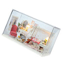 DIY Wooden Miniature Dollhouse Kits with LED Light, Dust Cover and Accessory