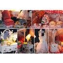 DIY Wooden Miniature Dollhouse Kits with LED Light, Dust Cover and Accessory