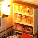 DIY Assembly Miniature Dollhouse Kit with Furniture, LED Light, Dust Cover