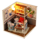 DIY Assembly Miniature Dollhouse Kit with Furniture, LED Light, Dust Cover