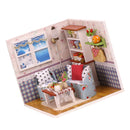 DIY Assembly Miniature Dollhouse Kit with Furniture, LED Light, Dust Cover