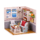 DIY Assembly Miniature Dollhouse Kit with Furniture, LED Light, Dust Cover