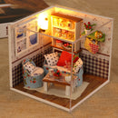 DIY Assembly Miniature Dollhouse Kit with Furniture, LED Light, Dust Cover