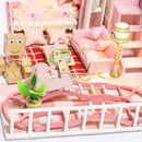 DIY Miniature Dollhouse Project Kit with LED Light, Dust Cover & Music Box