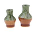 Set of 2pcs Green Glaze Vase for 1/12 Dolls House Room Garden Miniature Accessory Decoration