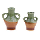 Set of 2pcs Green Glaze Vase for 1/12 Dolls House Room Garden Miniature Accessory Decoration