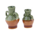 Set of 2pcs Green Glaze Vase for 1/12 Dolls House Room Garden Miniature Accessory Decoration