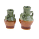 Set of 2pcs Green Glaze Vase for 1/12 Dolls House Room Garden Miniature Accessory Decoration