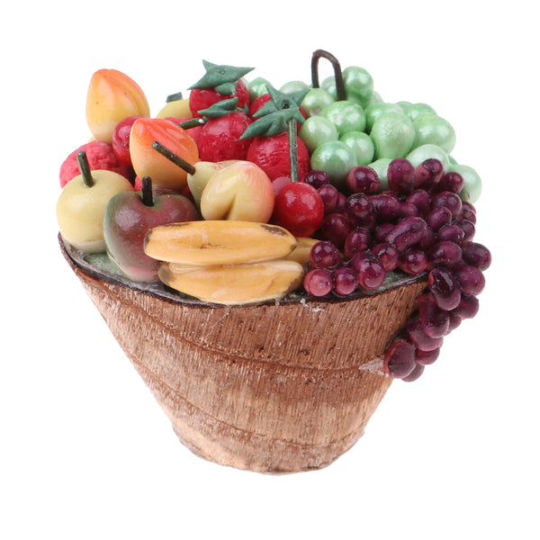 1/12 Miniature Fruit Platter in Wooden Plate for Dolls House Table Accessories Decoration