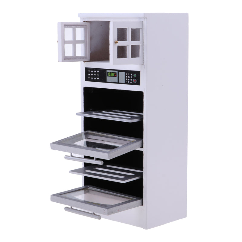 1/12 Dollhouse Miniature Luxury Wooden 3-Layer Microwave Cabinet Kitchen Furniture Accessories