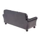 1/12 Scale Miniature Three-People Sofa Leather Couch Dolls House Drawing Room Furniture Kids Pretend Play Toy Black