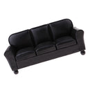 1/12 Scale Miniature Three-People Sofa Leather Couch Dolls House Drawing Room Furniture Kids Pretend Play Toy Black