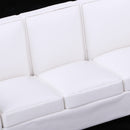 European Style 12th Leather Couch Three-People Sofa Dollhouse Living Room Furniture Home Model Display Ornaments White