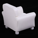 European Style 12th Leather Couch Single Sofa Chair Dollhouse Living Room Furniture Home Model Display Ornaments White