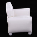 European Style 12th Leather Couch Single Sofa Chair Dollhouse Living Room Furniture Home Model Display Ornaments White